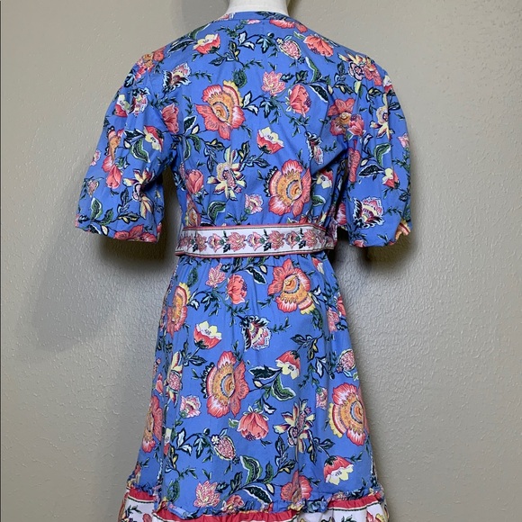 Joie Women’s Baja Blue Floral Puff Sleeve Mini Dress With Belt Summer Chic 4 - Picture 5 of 8